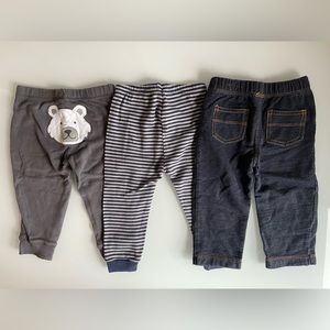 3 pairs of Carter’s 9 month pull on pants.